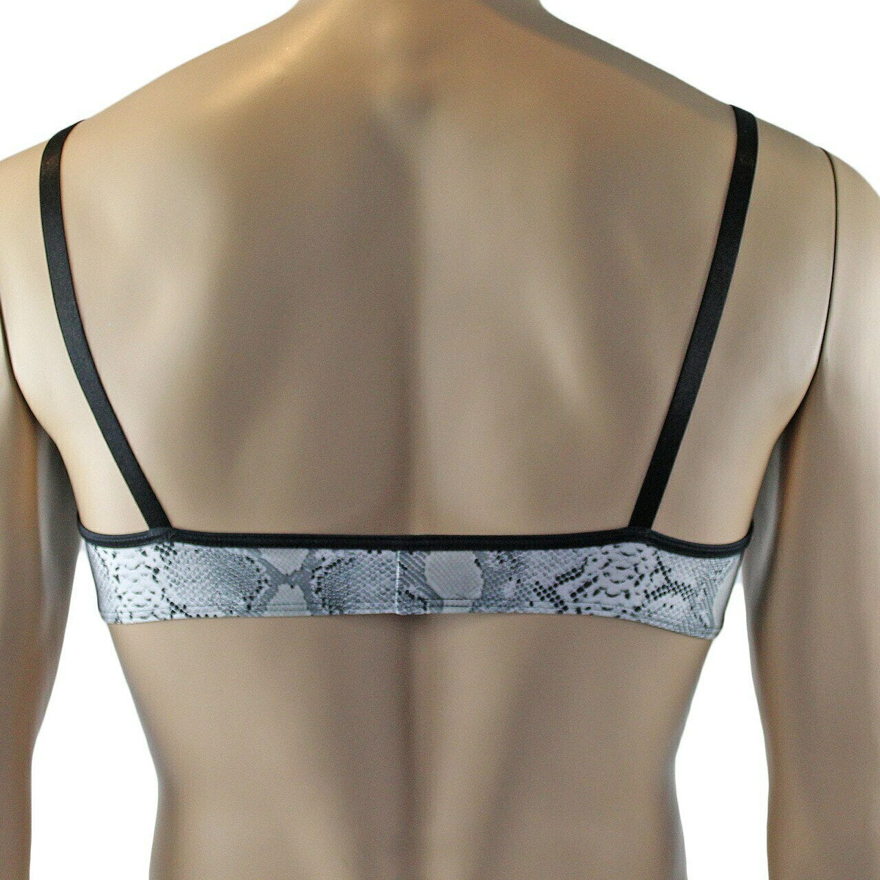 Mens Grey Snake Print Bra Top for Males & Thong