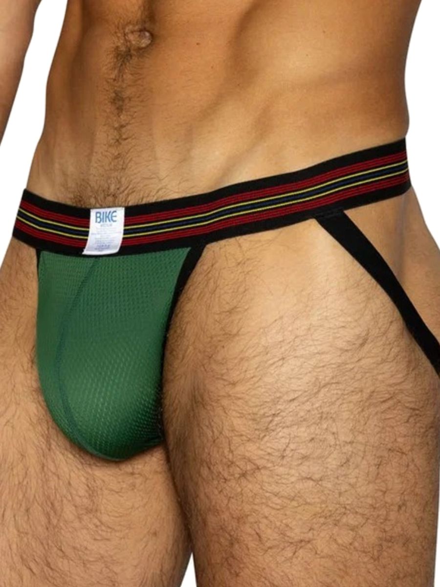 BIKE Athletic BAS305 Mens Mesh Athletic Performance Jockstrap Green Plus Sizes