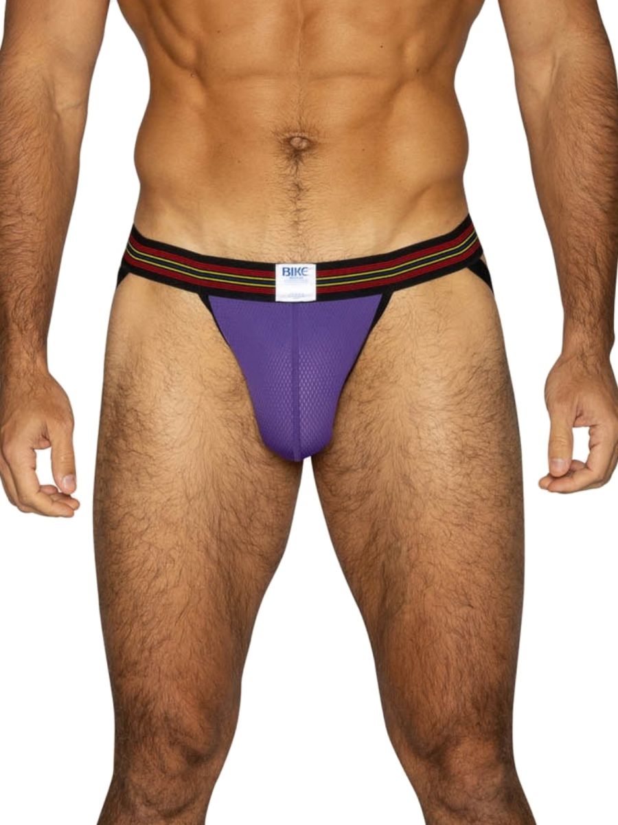 BIKE Athletic BAS305 Mens Mesh Athletic Performance Jockstrap Purple Plus Sizes