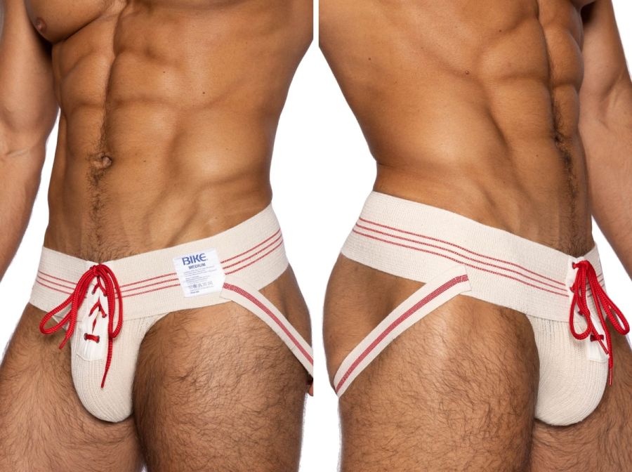 BIKE Athletic BAS343 Vintage Lace-up Cotton Jockstrap Color Cream