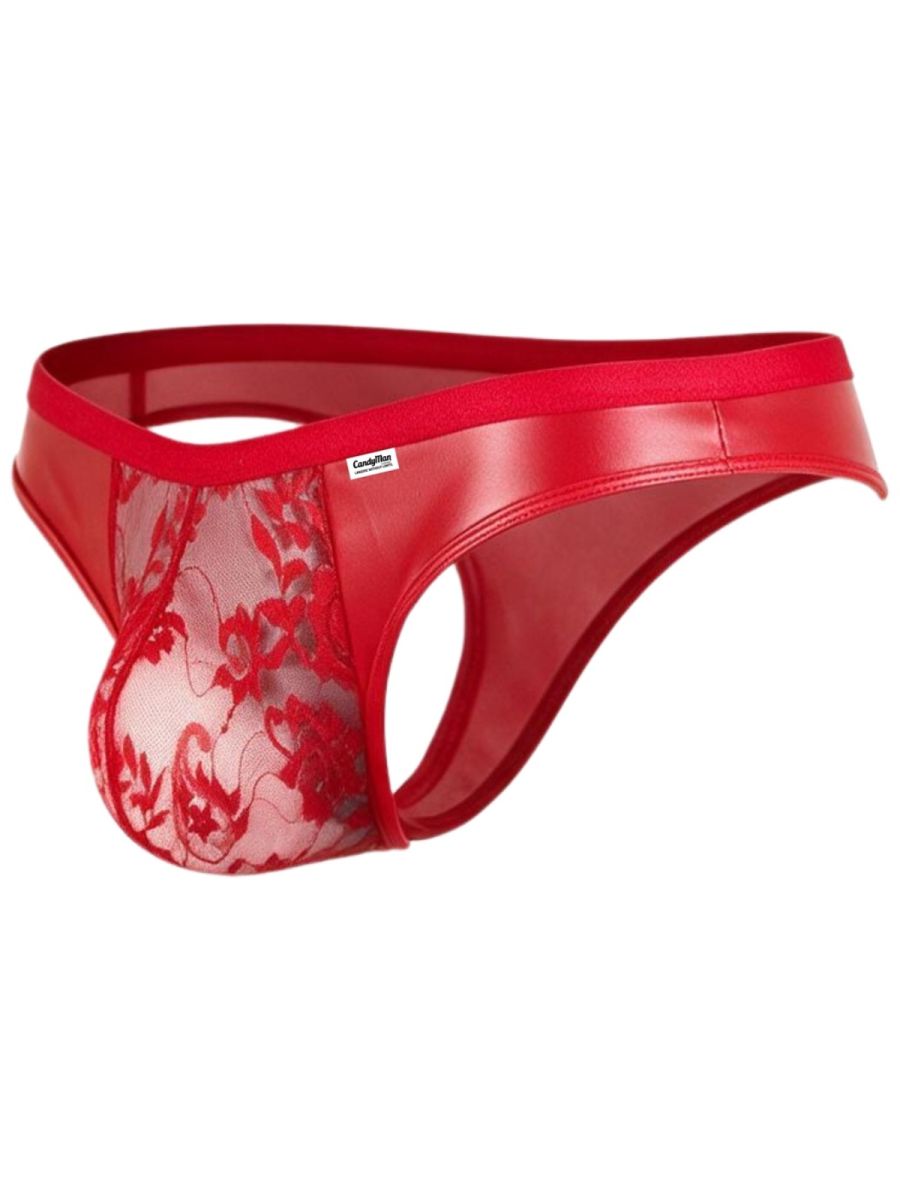 CandyMan 95009 Mens Intimate Sheer Lace Thongs Red