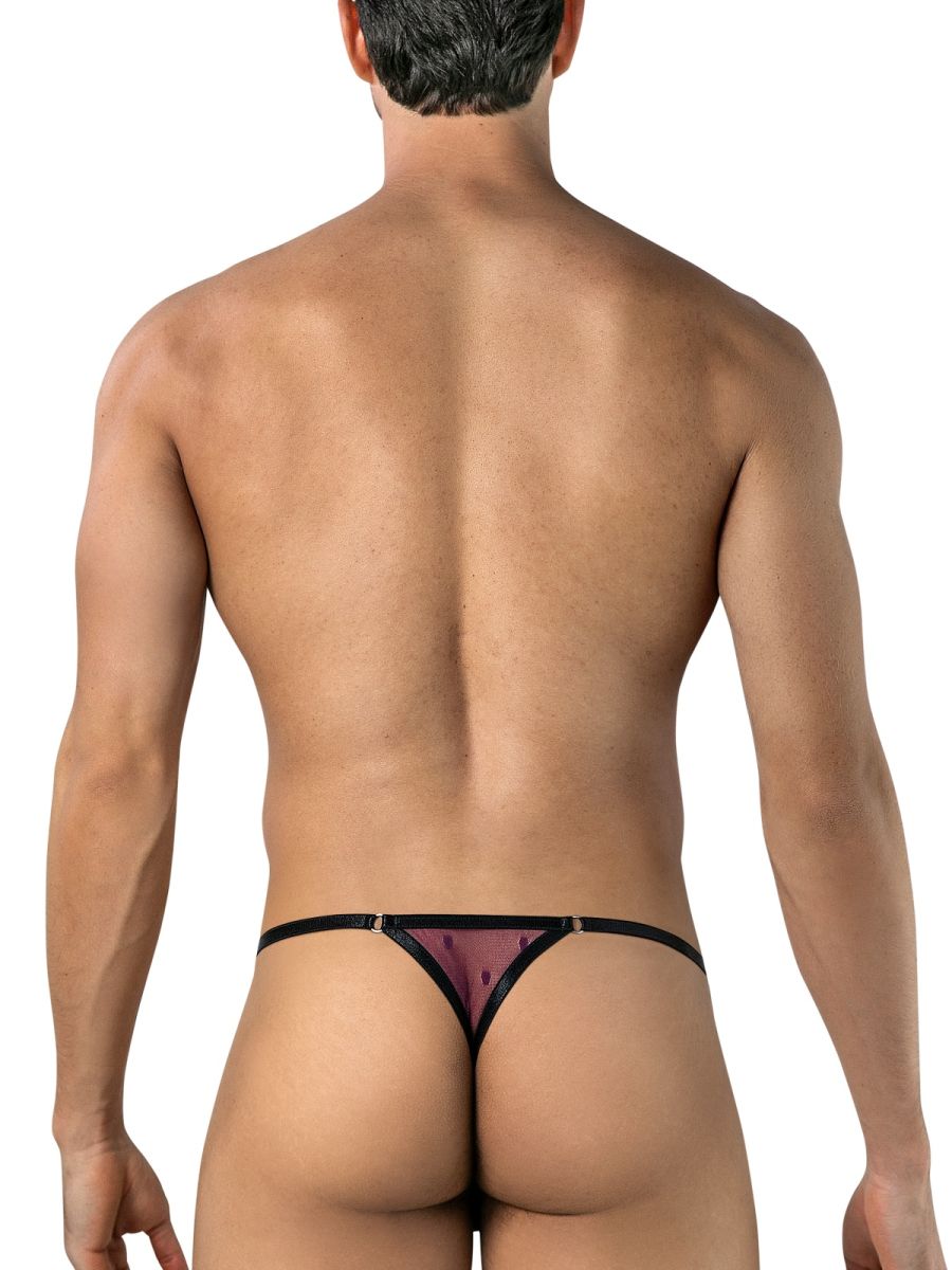 CandyMan 95016 Mens Stretch See-though Dot Mesh Thongs Wine
