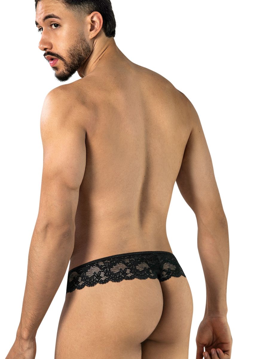 CandyMan 95019 Mens Sexy Floral Lace Thongs Black