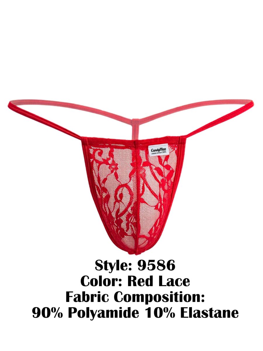 CandyMan 9586 Mens Sexy G-string Thong Red Lace