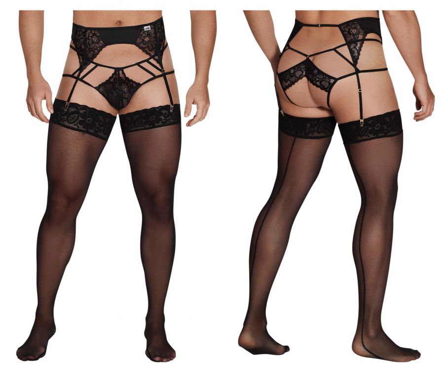CandyMan 99550 Lace Garter-Jockstrap Outfit Black