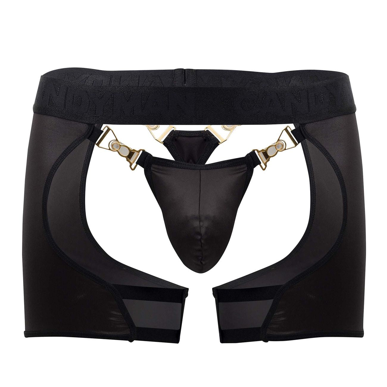 CandyMan 99637 Mens Statement Chaps Thongs with Chains Black