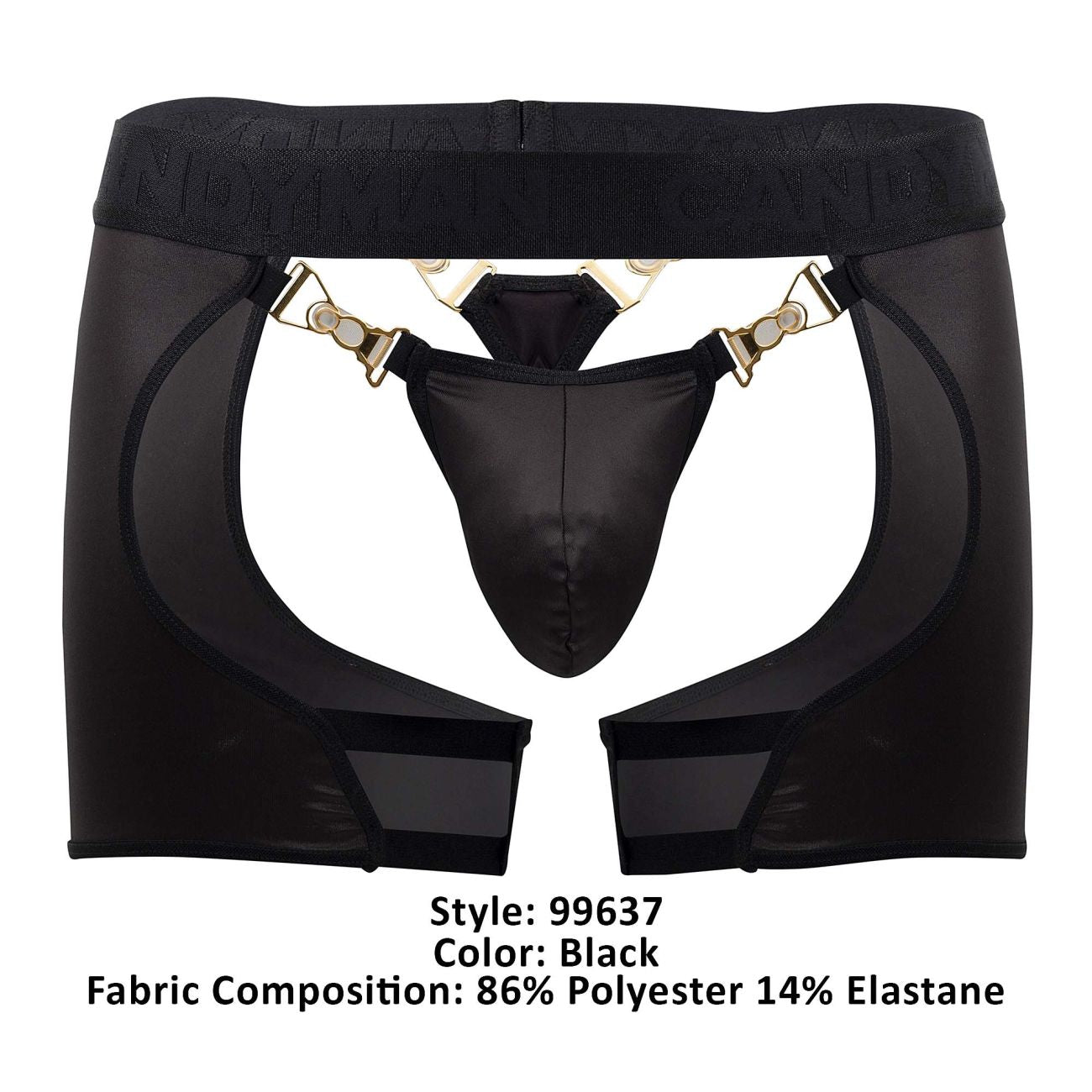 CandyMan 99637 Mens Statement Chaps Thongs with Chains Black