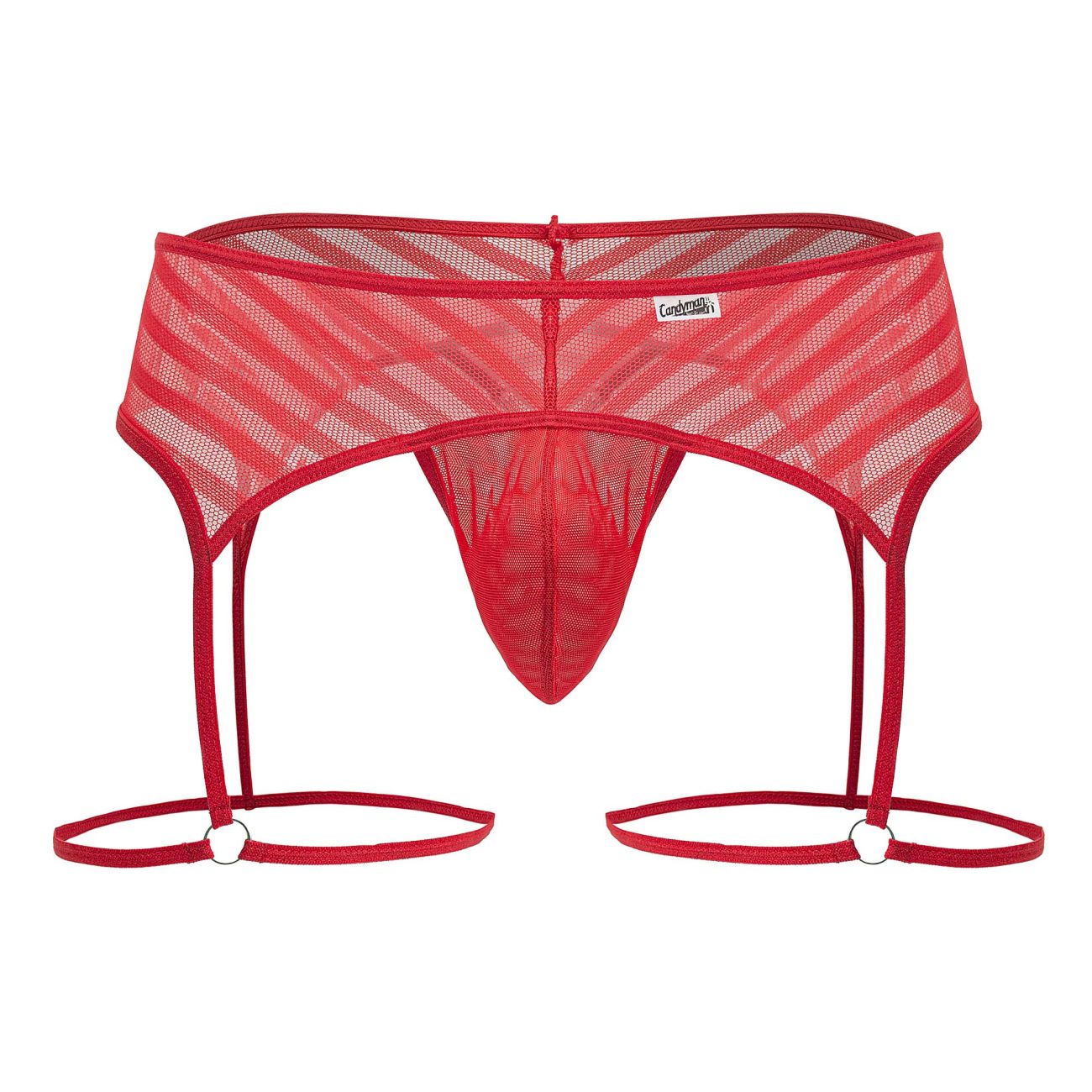 CandyMan 99792 Mesh Garter Thongs Red