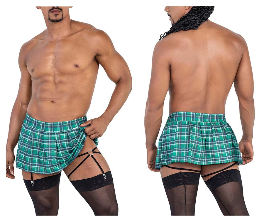 CandyMan 99799 Garter School Girl Skirt Outfit Green