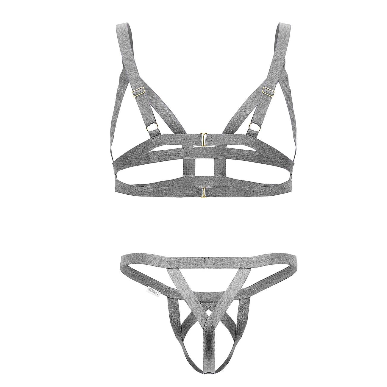 CandyMan 99822 Two Piece Lingerie Outfit Gray