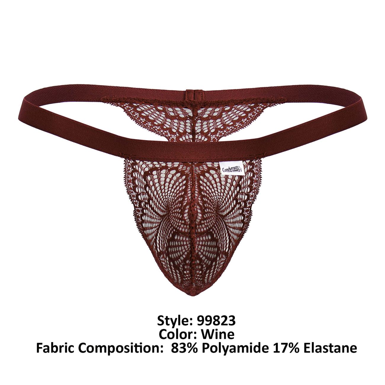 CandyMan 99823 Lace Thongs Wine