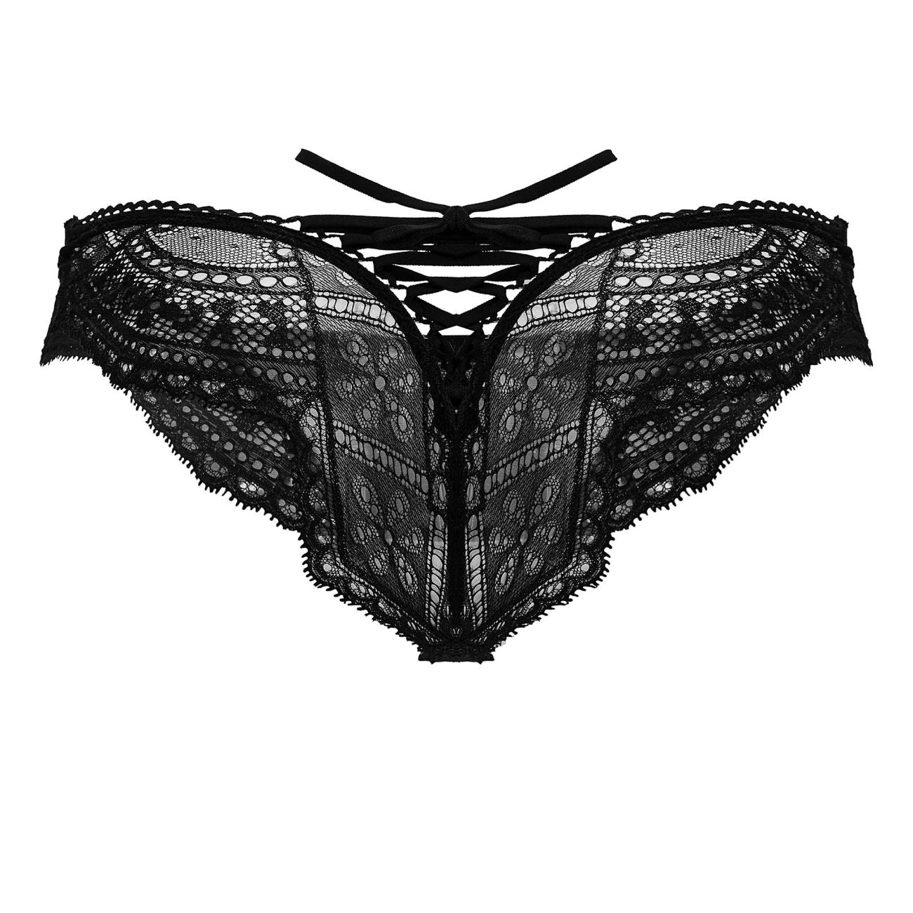 CandyMan 99828 Mens Lace-Mesh Thong Brief Black