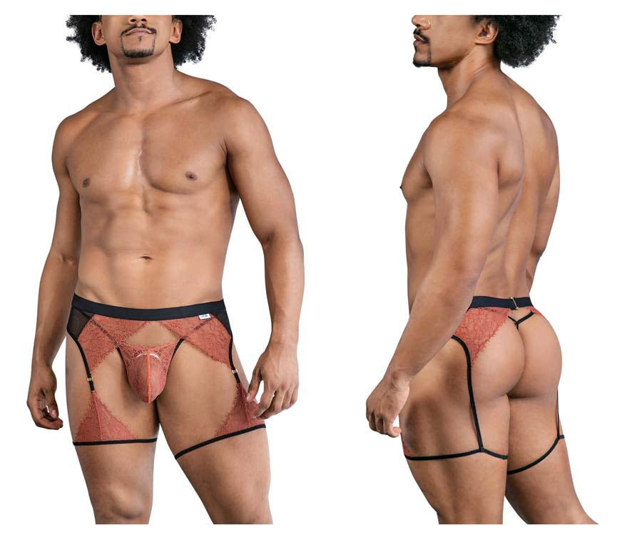 CandyMan 99854 Mens Garterbelt Lace-Garter Outfit Black-Terracotta CandyMan 99854 Mens Garterbelt Lace-Garter Outfit Black-Terracotta