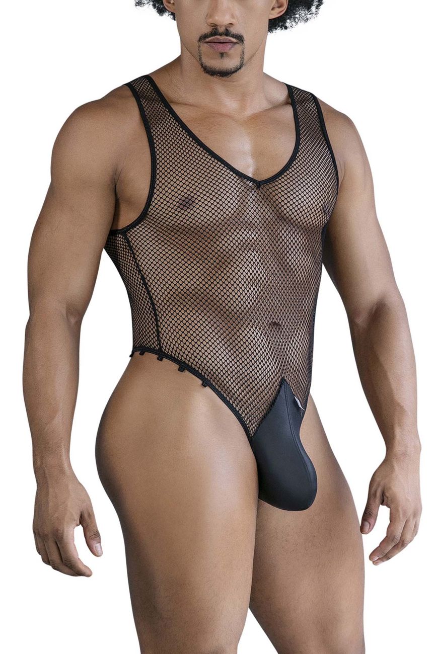 CandyMan 99858 Mens See-through Fishnet Bodysuit Black