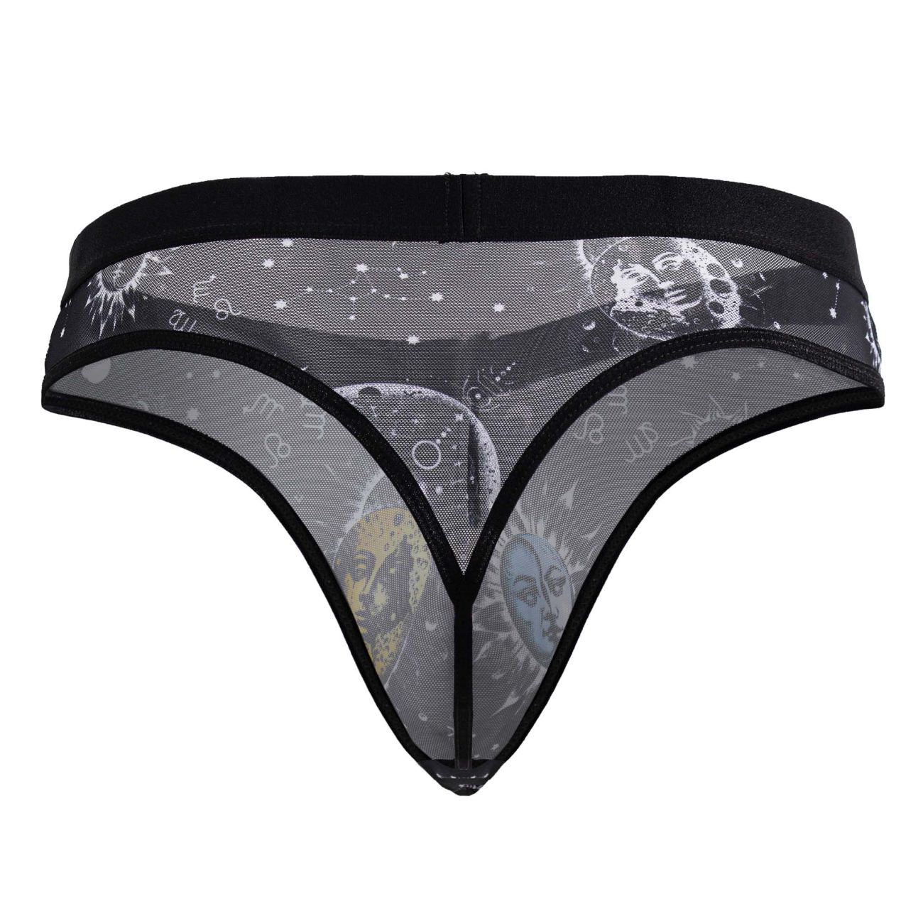 CandyMan 99885 Mens Cosmic Style Sun Moon Thong Black-White Plus Sizes