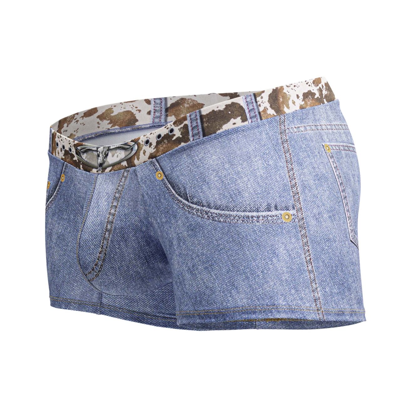 CandyMan 99904 Cowboy Mens Denim Animal Print Trunks Blue