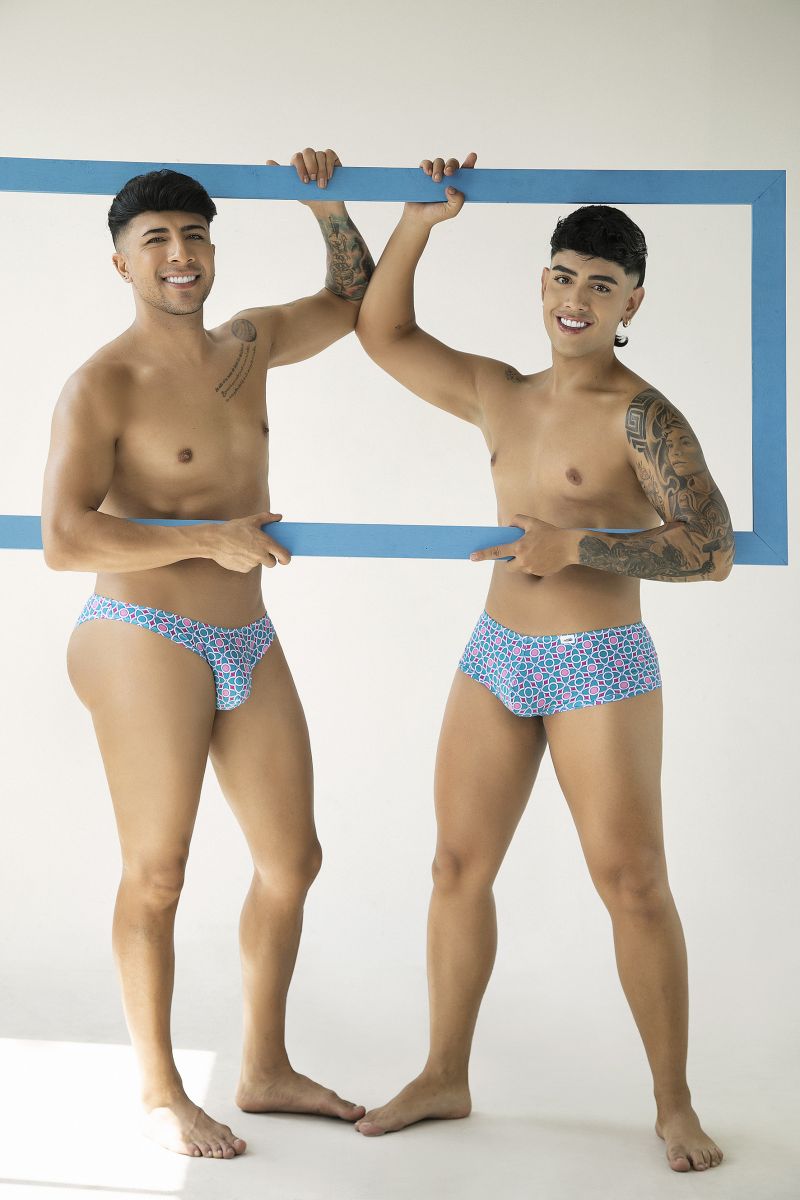 CandyMan 99922 Mens Holiday Low Rise Trunks Boxer Briefs Printed Blue