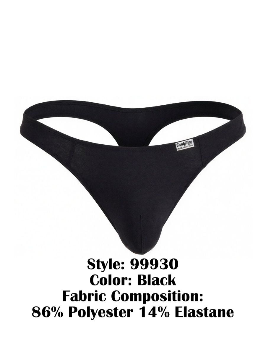 CandyMan 99930 Male Simple & Sleek Thongs Black