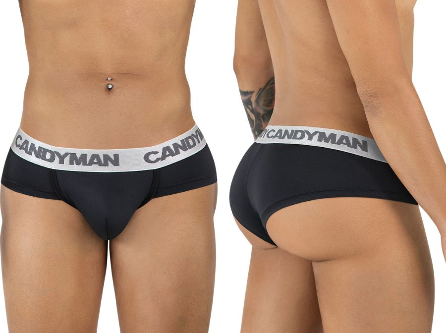 CandyMan 99932 Mens Supportive & Refined Briefs Black Silver