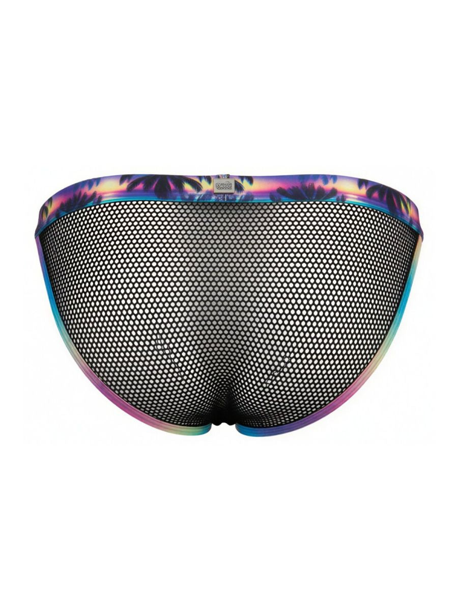 CandyMan 99935 Mens Ultra Light Feel Palm Trees & Mesh Briefs Black