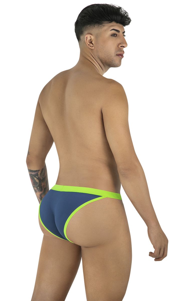 CandyMan 99941 Mens Daily Essentials Athletic Edge Bikini Navy & Neon Green