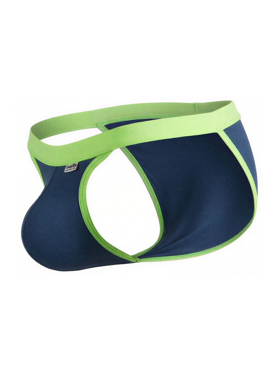 CandyMan 99941 Mens Daily Essentials Athletic Edge Bikini Navy & Neon Green