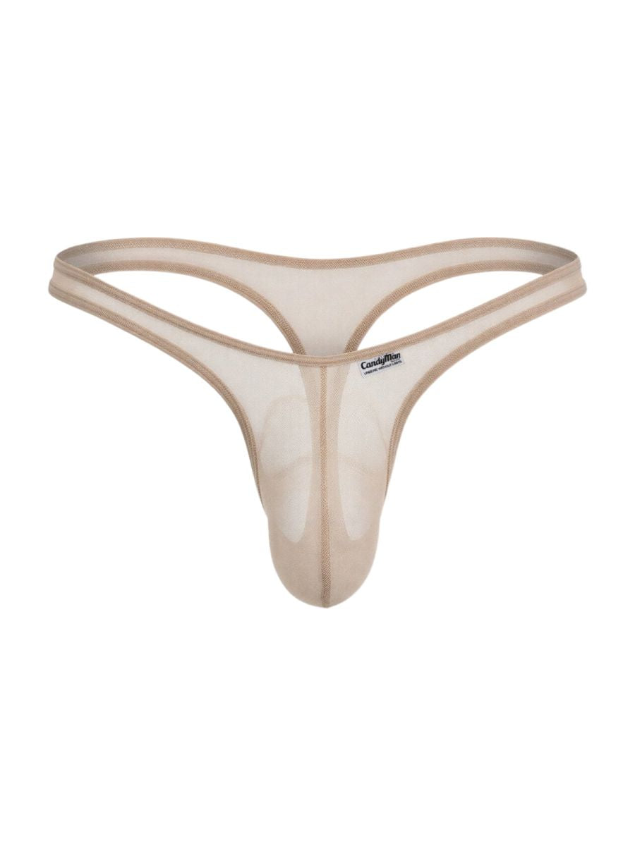CandyMan 99954 Mens Minimal Barely There Thong Beige Mesh Plus Sizes