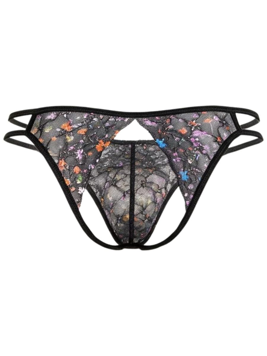 CandyMan 99977 Mens Printed Mesh Unleash Your Bold Style Jockstrap Black