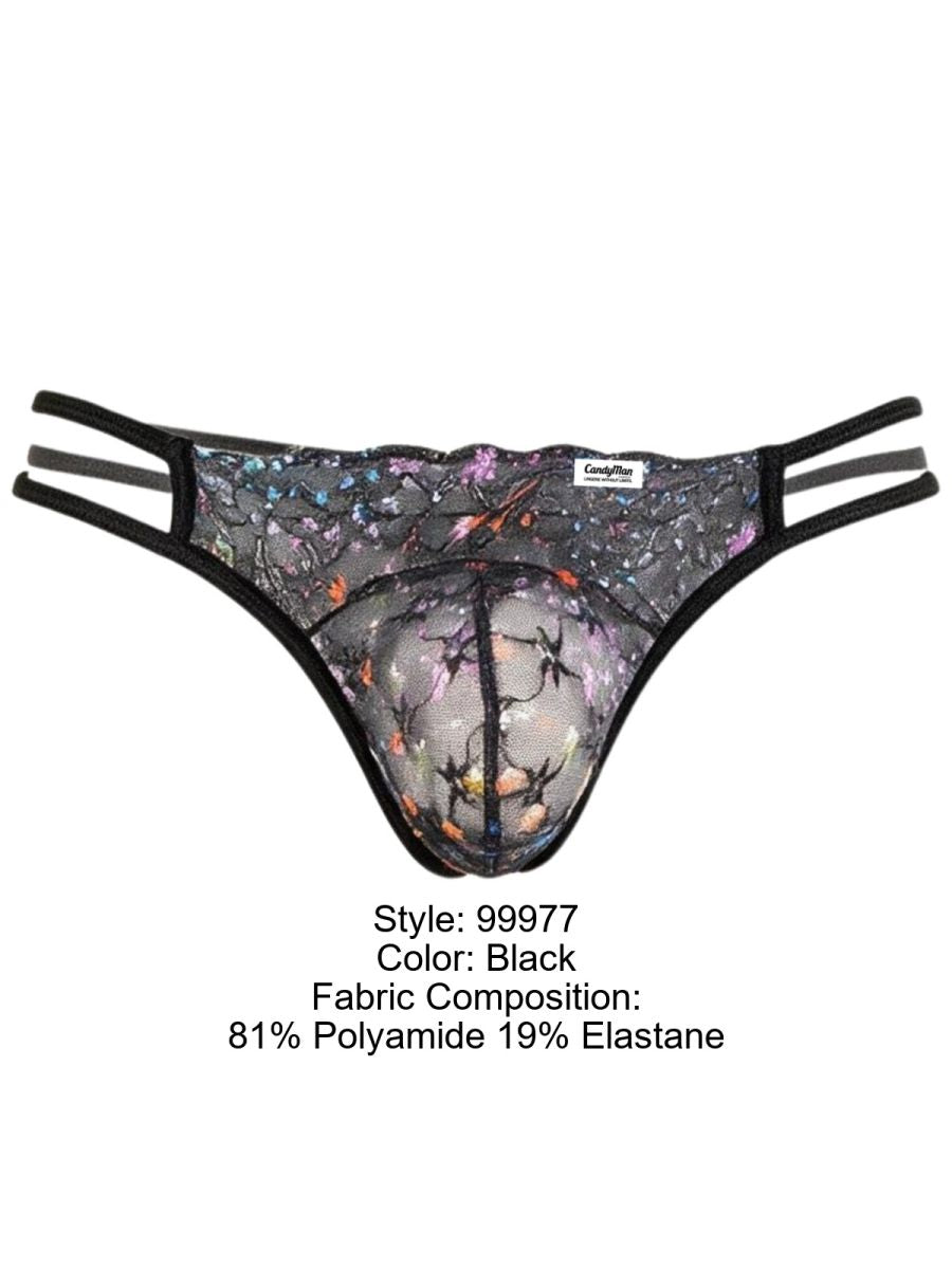 CandyMan 99977 Mens Printed Mesh Unleash Your Bold Style Jockstrap Black
