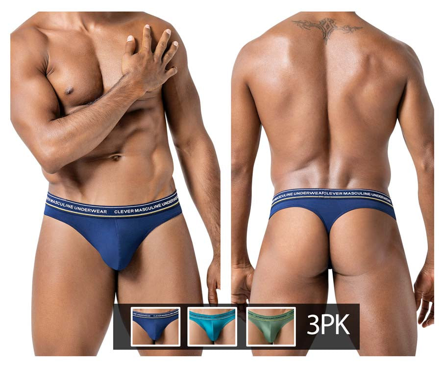 Clever 100010 3 Pack Set Mens Australian Latin Thongs Blue-Petrol-Green