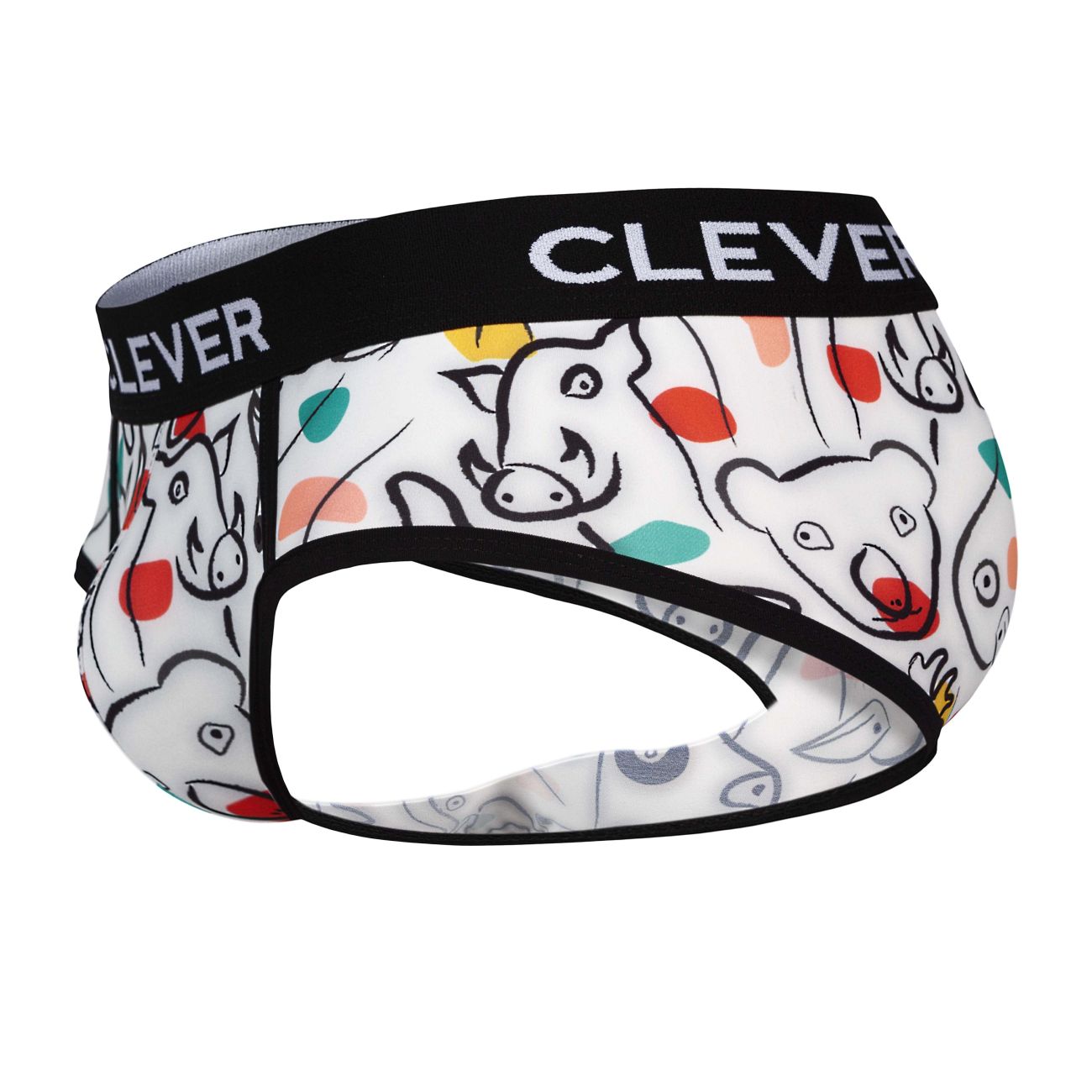 Clever 1726 Mens Grange Artistic Animal Print Briefs White