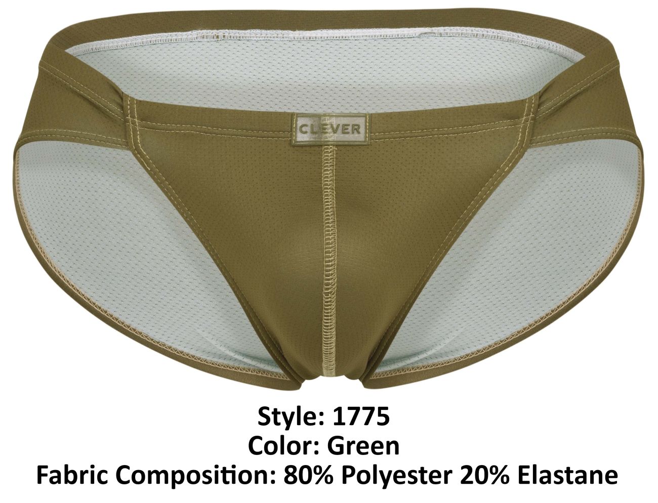 Clever 1775 Optimo Mens Sleek Contoured Pouch Briefs Green