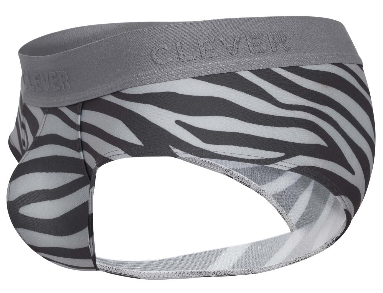Clever 1801 Cebra Mens Zebra Animal Print Briefs Gray