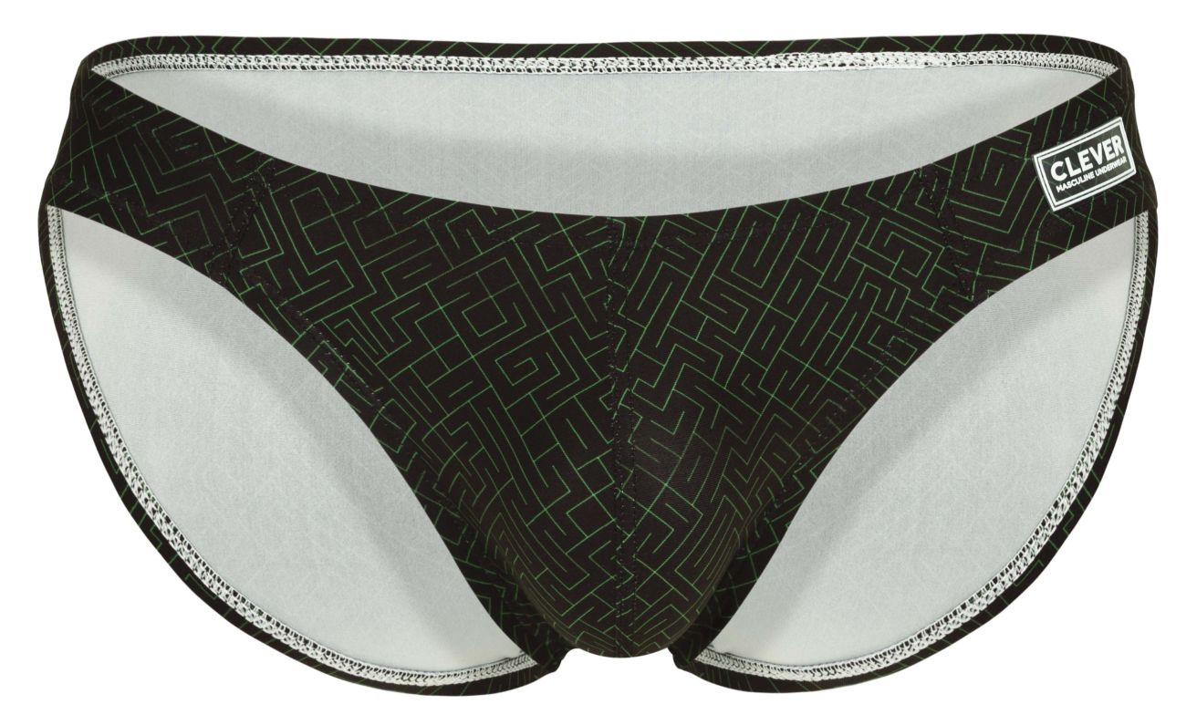 Clever 1853 Mens Laberin Low Rise Bikini Brief Black Geometic