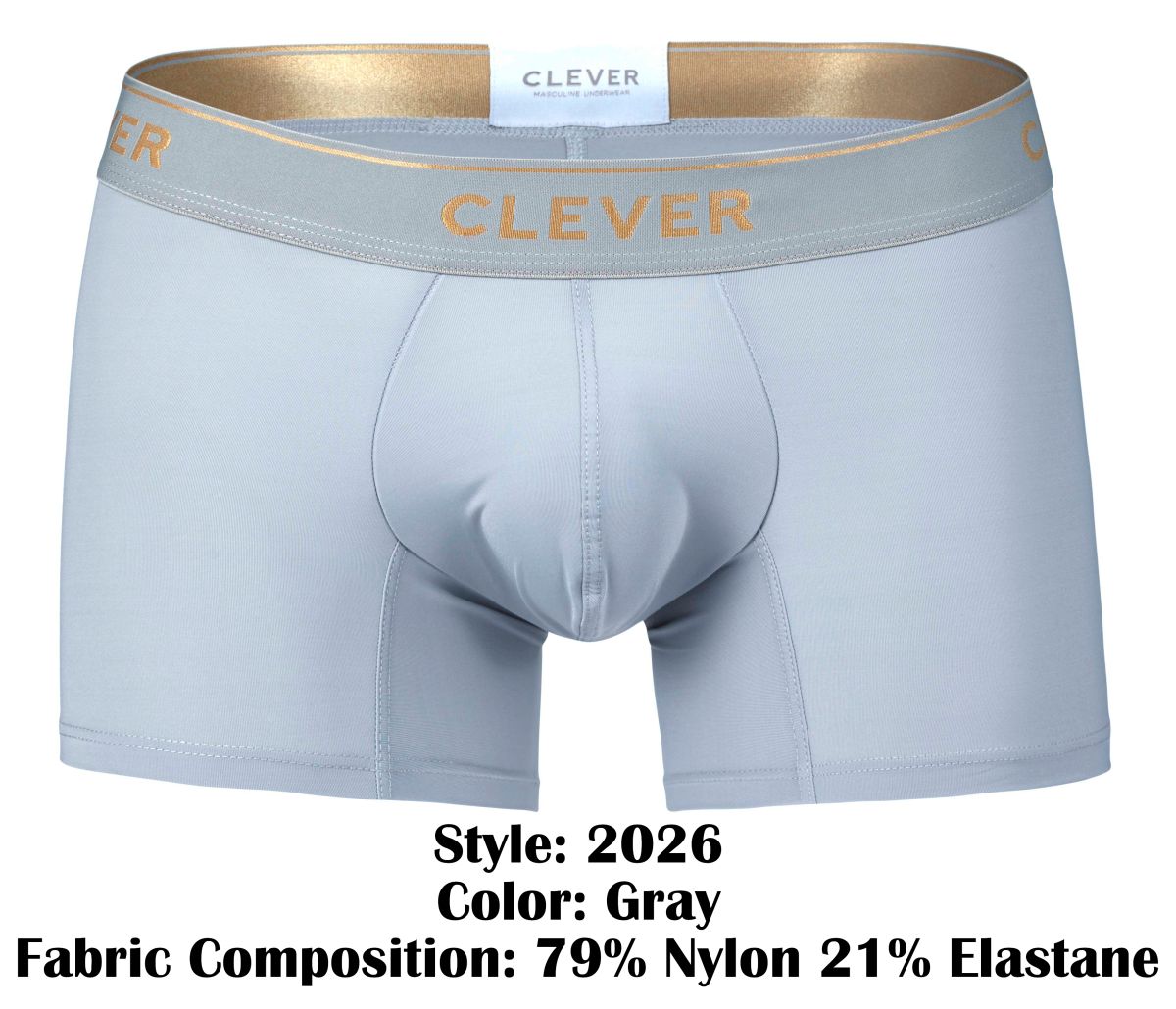 Clever 2026 Valladolid Mens Sleek Boxer Briefs Trunks Gray
