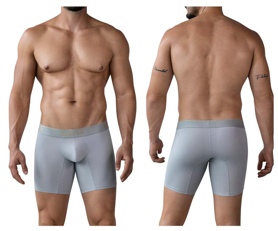Clever 2027 Valladolid Mens Sleek Long Leg Boxer Briefs Gray