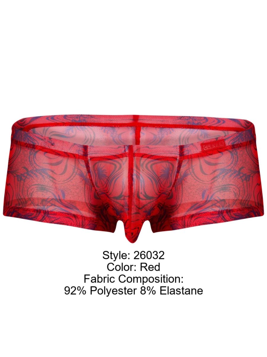 26032 Calipso Male Sheer Low Rise Swirl Print Trunks Red