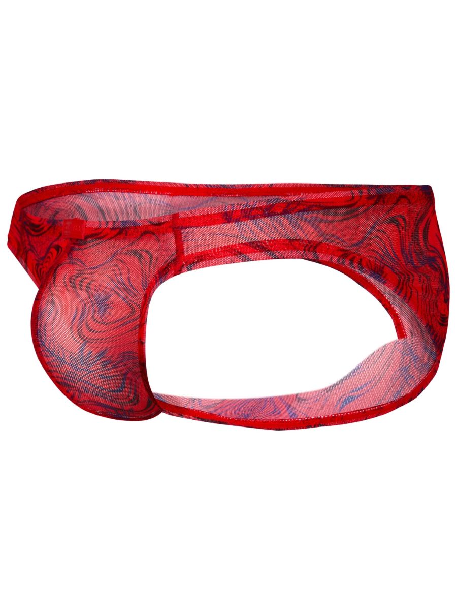 26034 Calipso Male Sheer Swirl Patterned Bikini Red
