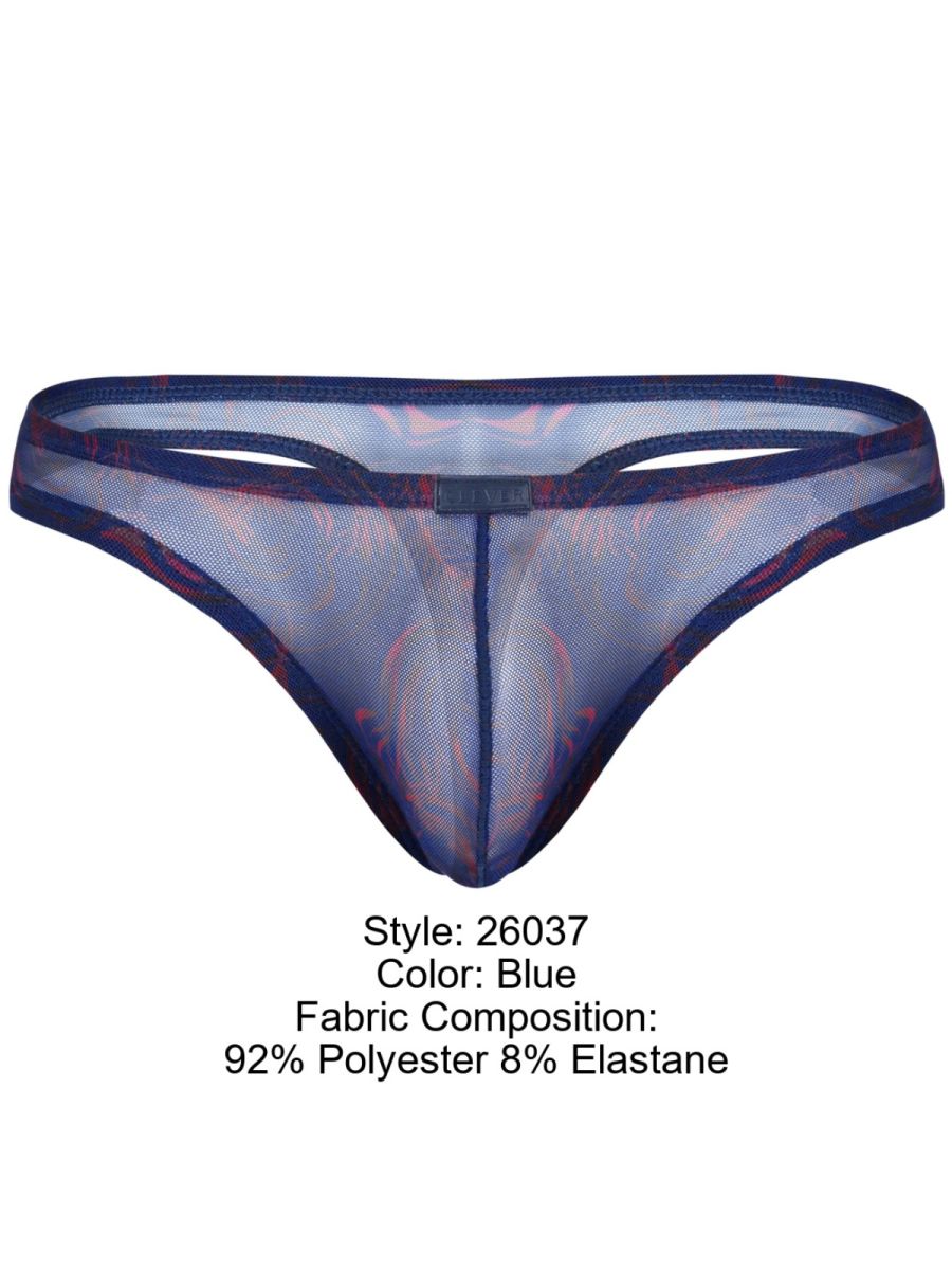 26037 Calipso Male Sheer Thongs for the Confident Man Blue