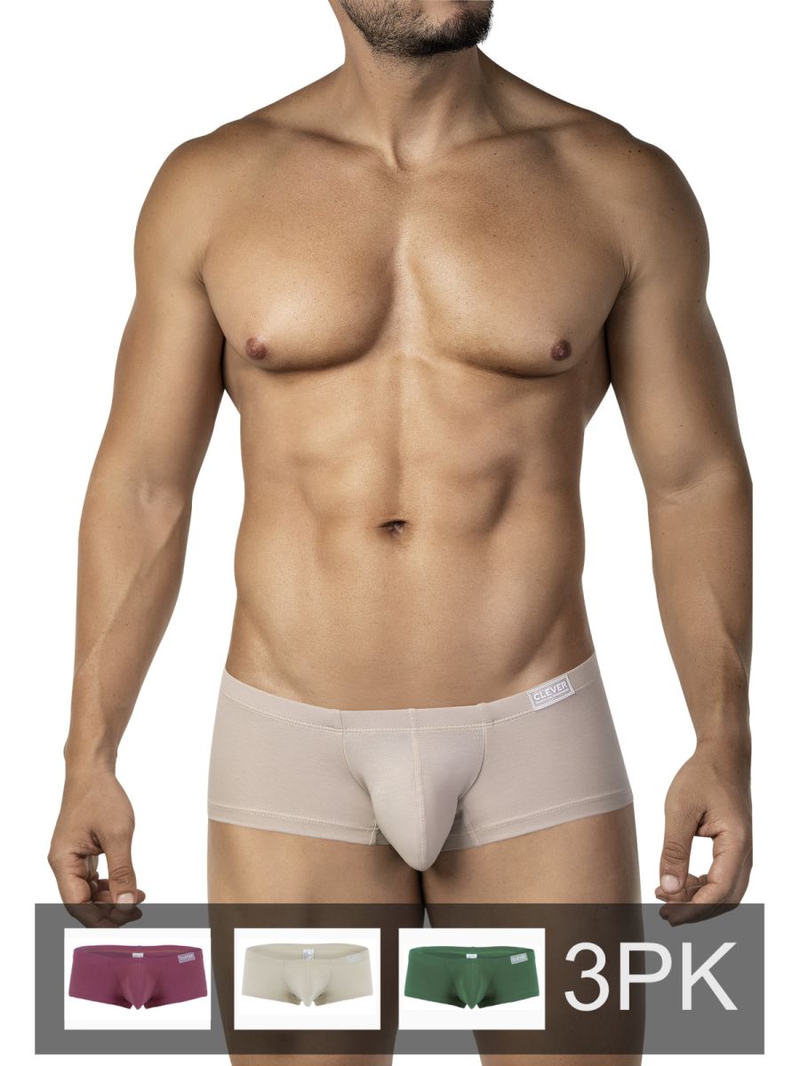 Clever 26066 3PK Australian Latin Mens Low Rise Trunks Multi-Coloured