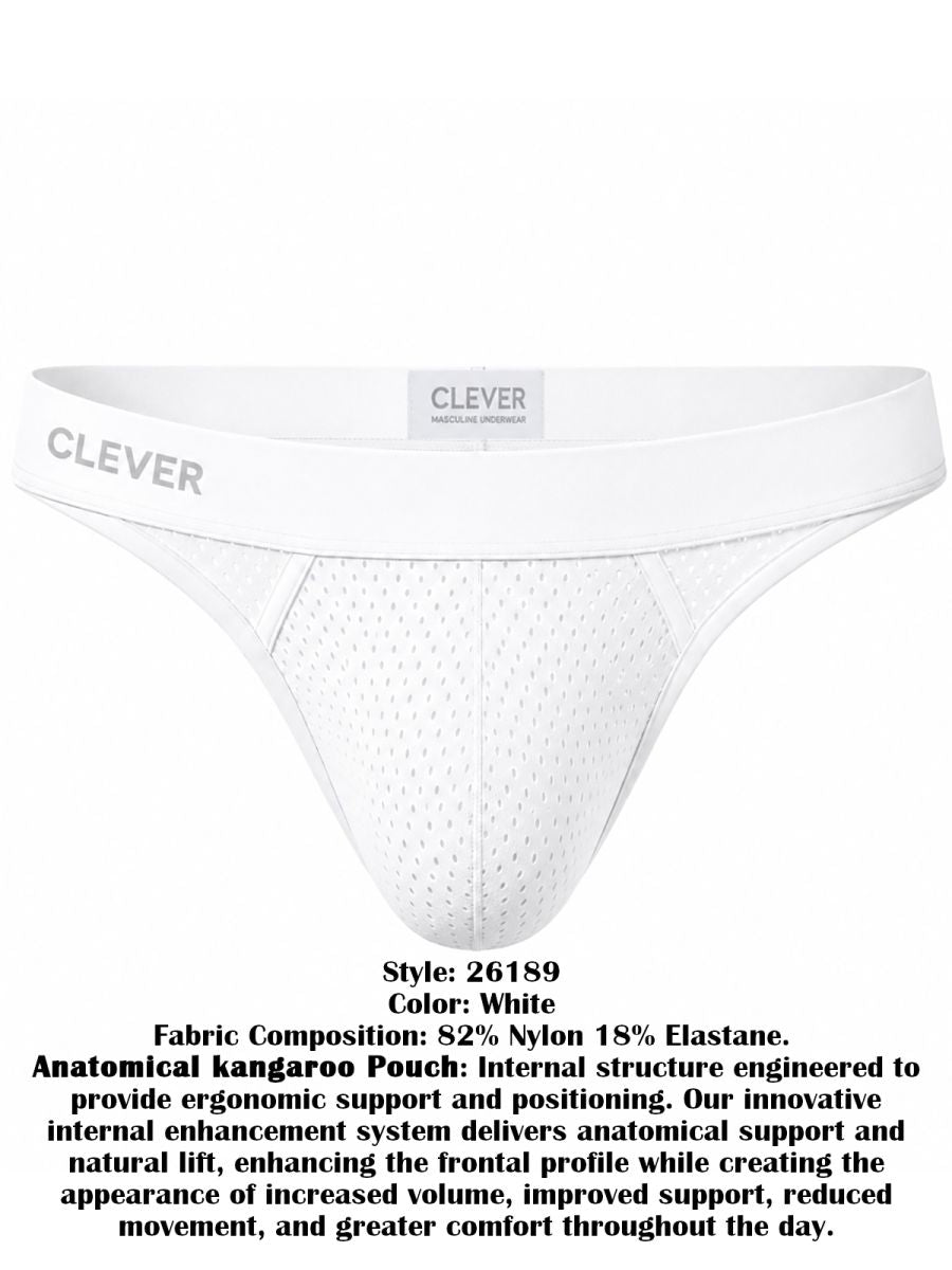 Clever 26189 Ulises Mens Kangaroo Pouch Internal Structured Thongs White