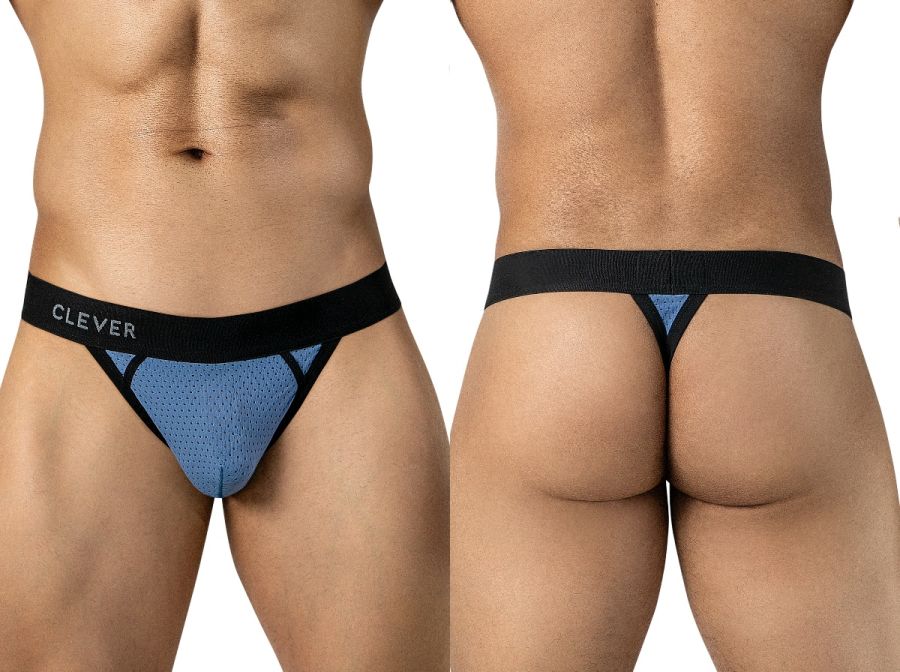 Clever 26191 Ulises Mens Kangaroo Pouch Internal Structured Thongs Steel Blue