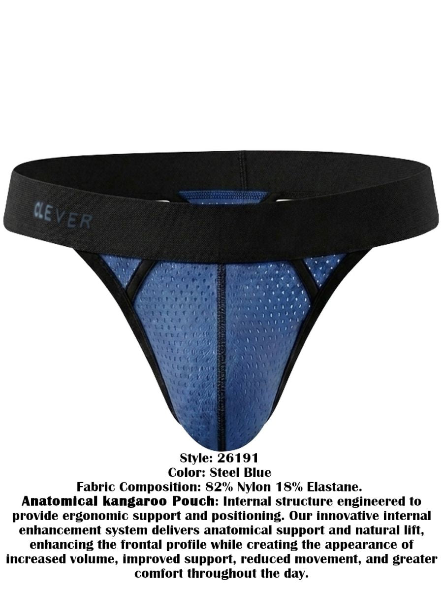 Clever 26191 Ulises Mens Kangaroo Pouch Internal Structured Thongs Steel Blue