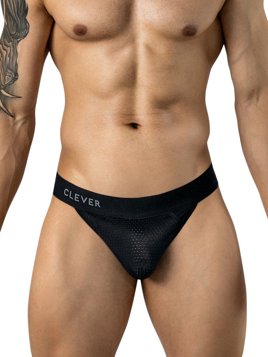 Clever 26192 Ulises Mens Kangaroo Pouch Internal Structured Thongs Black