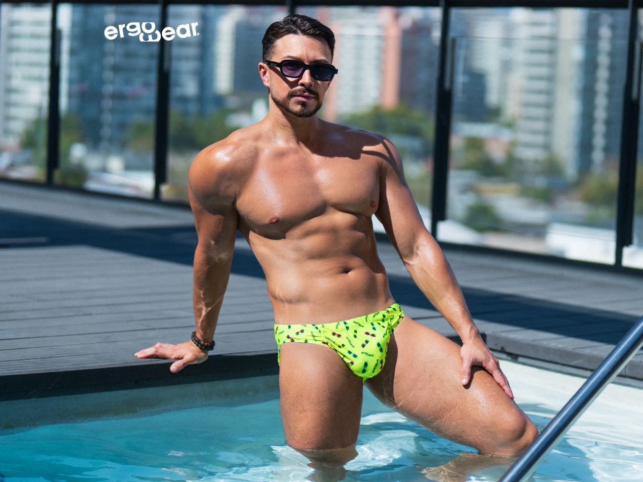 ErgoWear EW1762 FEEL SW Sunglass Print Swim Briefs Bright Yellow