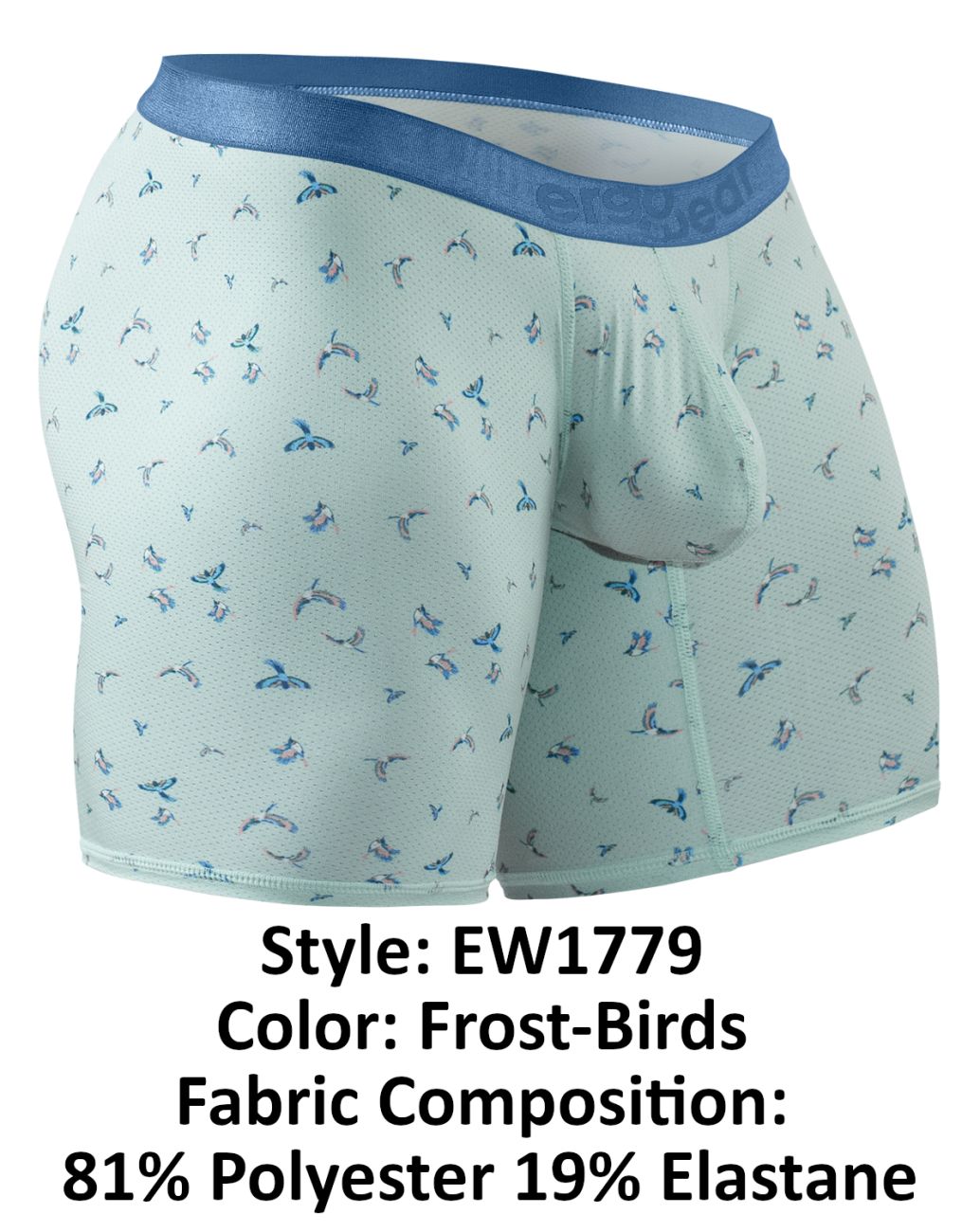 ErgoWear EW1779 SLK SE Male Comfortable Boxer Briefs Frost Birds