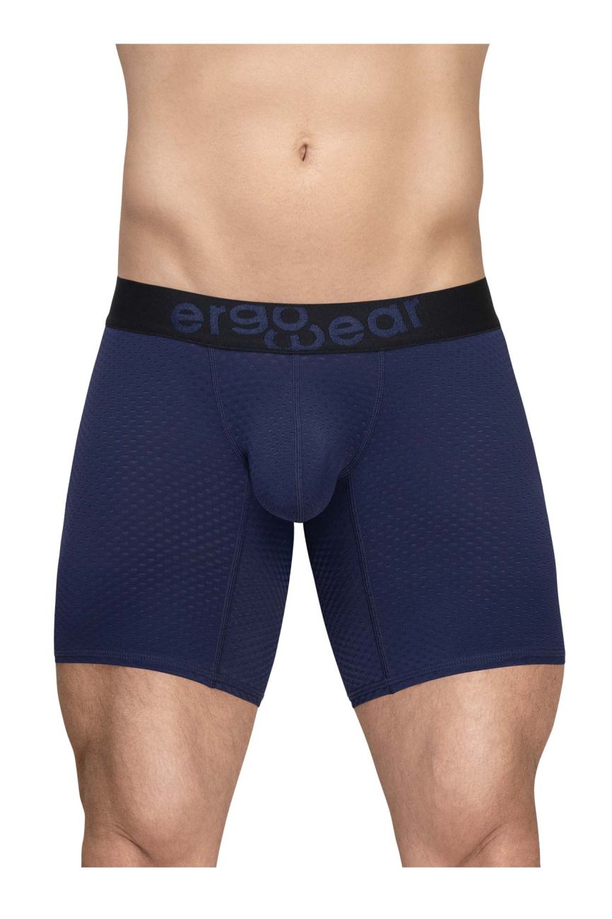 ErgoWear EW1792 MAX FLOW Mens Long Sleek Boxer Briefs Dark Blue