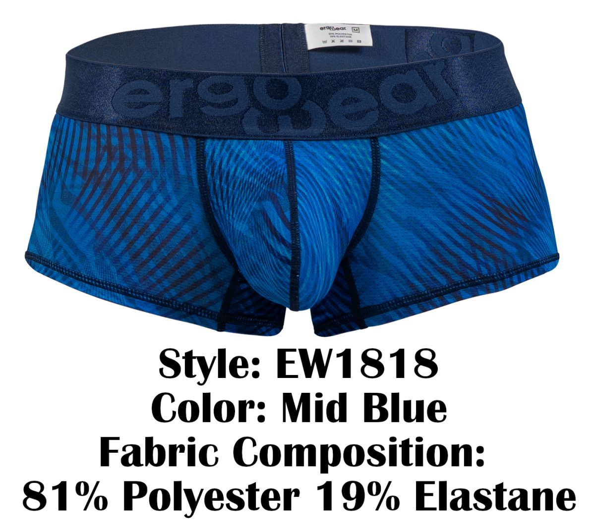 ErgoWear EW1818 MAX BOLD SE Mens Hug Your Body Trunks Mid Blue