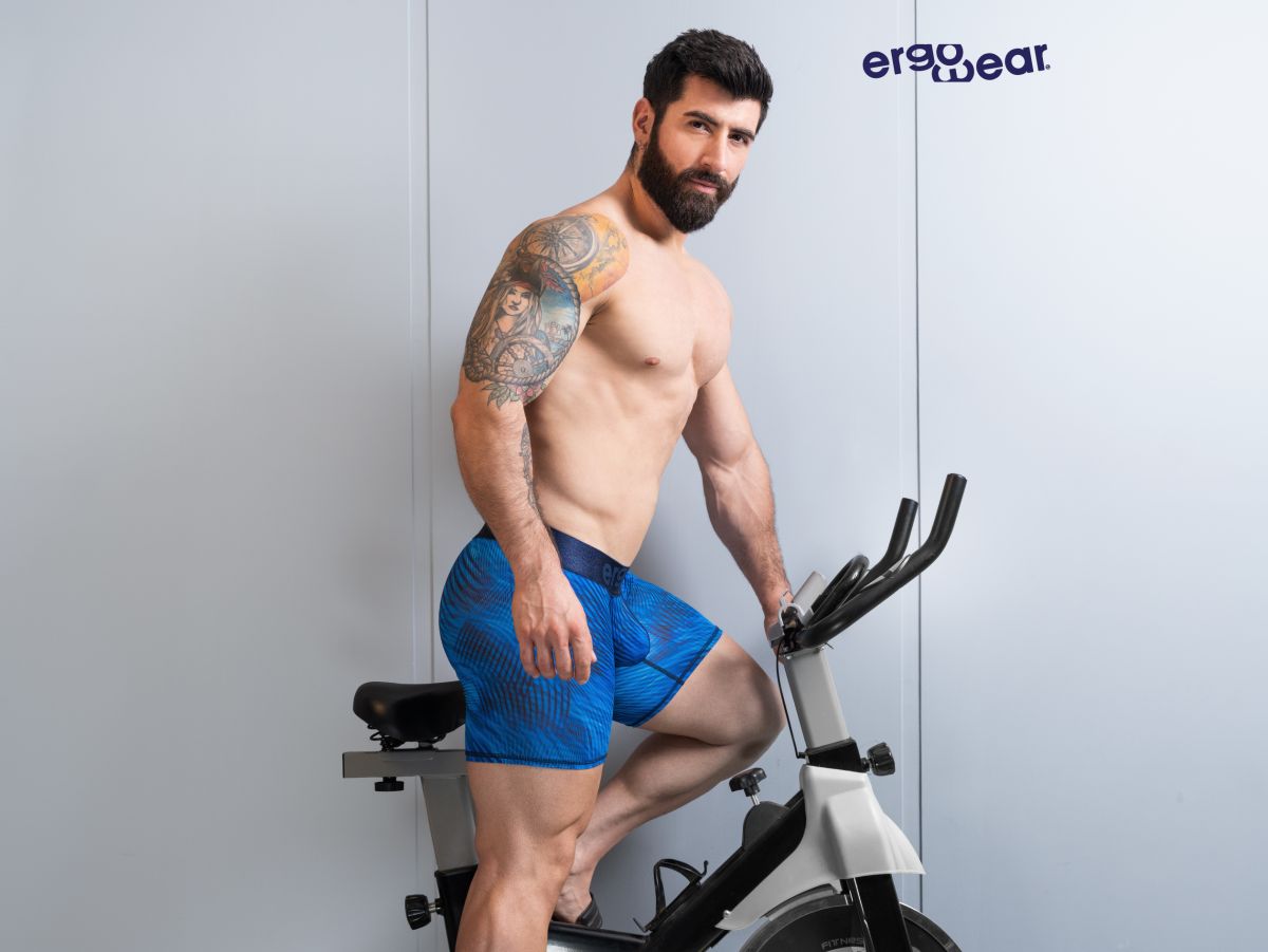 ErgoWear EW1819 MAX BOLD SE Mens Hug Your Body Long Boxer Briefs Mid Blue