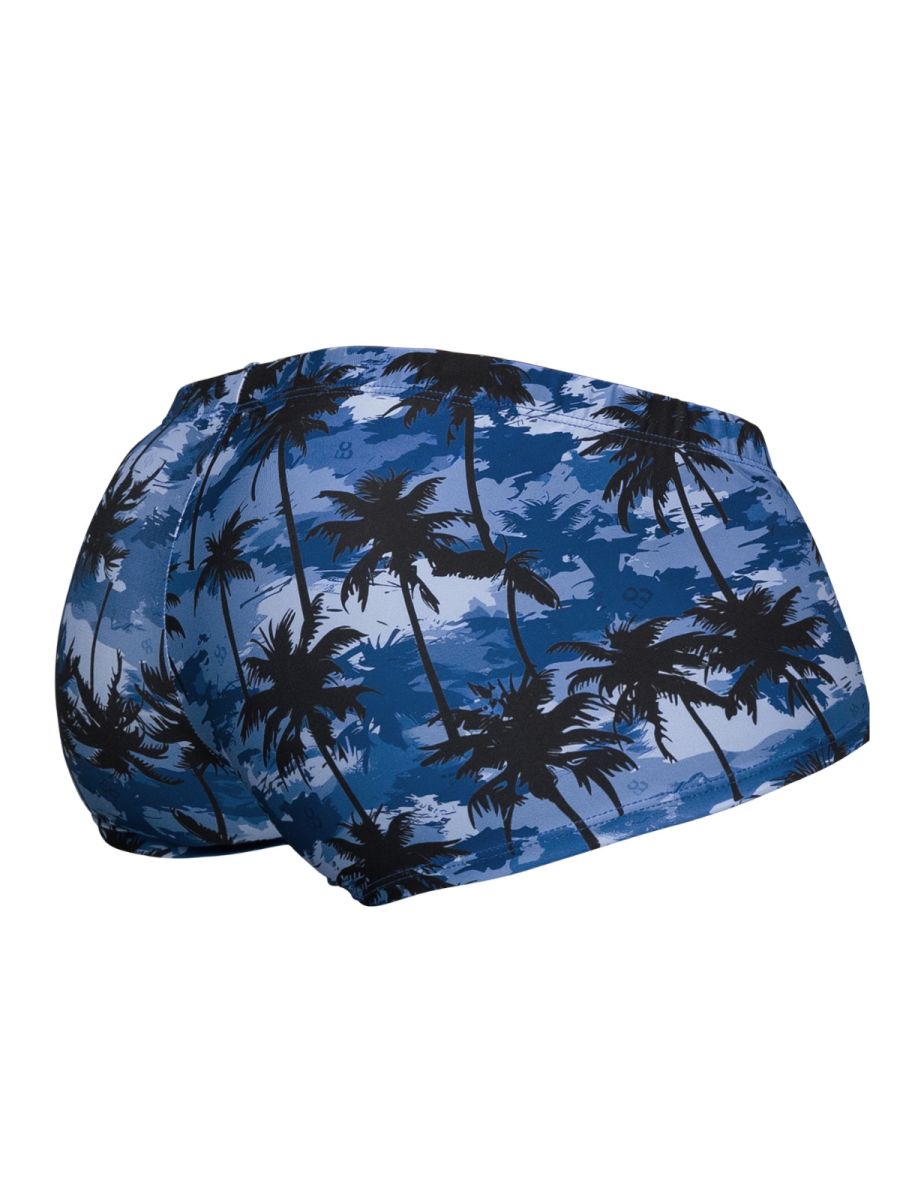ErgoWear EW1825 Tropical Camo Male Swim Trunks Dark Blue Palms